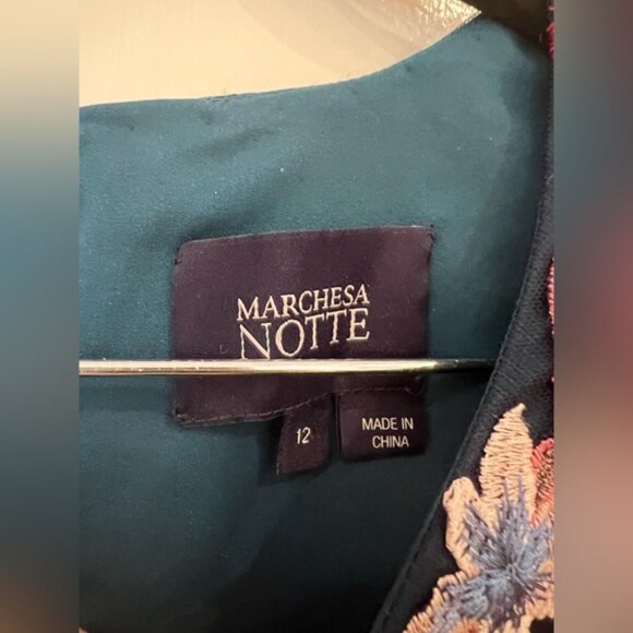 EUC Marchesa Notte Floral Appliqué Tulle Midi Dress - Picture 3 of 6